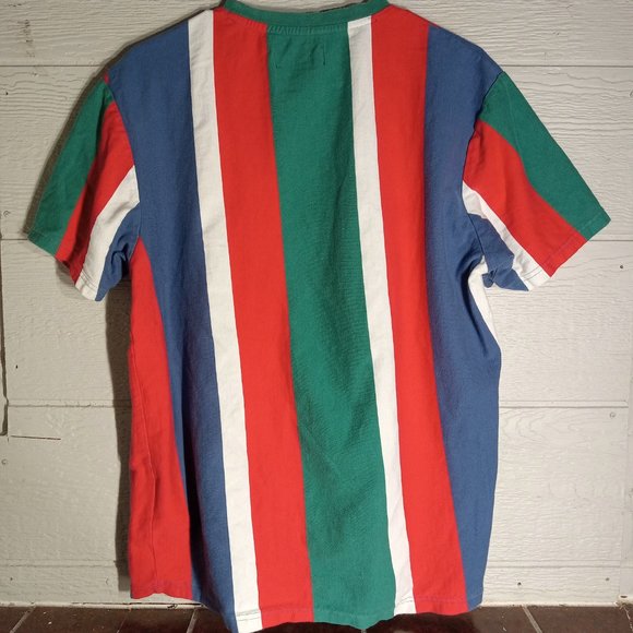 Vintage Karl Kani Embroidered Logo 90s Vertical Stripe T-shirt - Picture 2 of 4